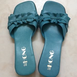 Turquoise Slide Heeled Sandal
